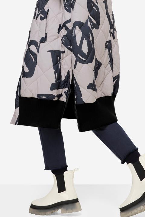 Immagine prodotto Laurasøn Steppweste, lange Form, Print, Kapuze, 2-Wege-Zipper, Rippbund (S)