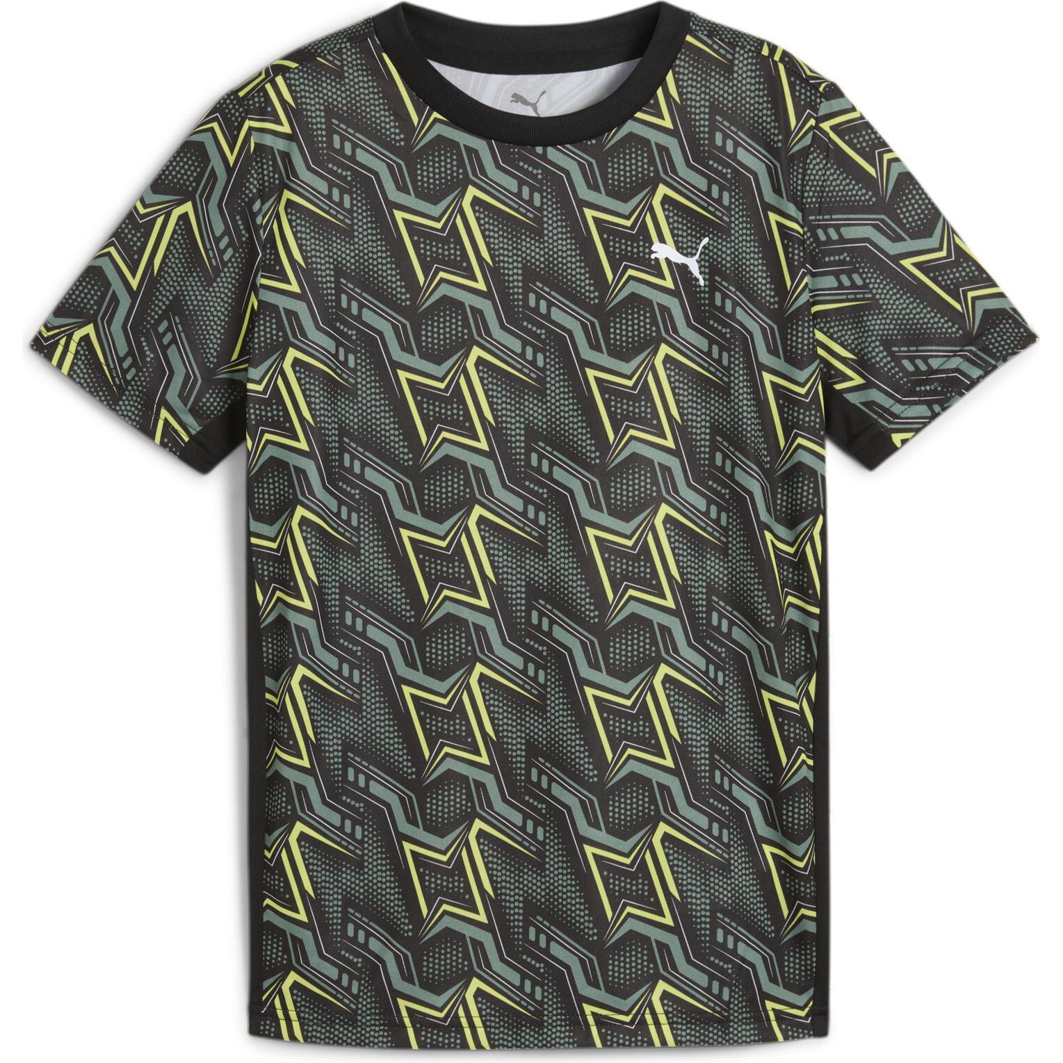 Puma, Jungen, Sportshirt, TAD ESS AOP Poly Tee B (128), Schwarz, 128