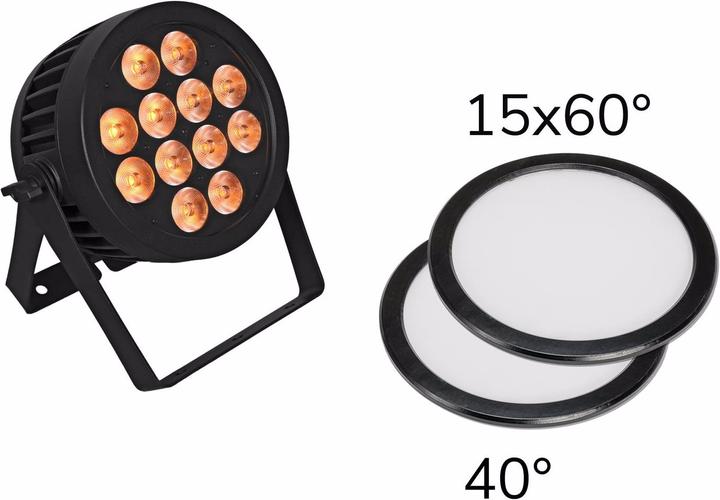 Eurolite Set LED IP PAR 12x8W QCL Spot + 2x Diffusorscheibe (15x60° und 40°) (LED)