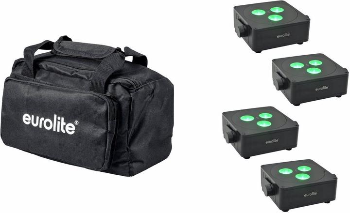 Actual product image Eurolite Set 4x AKKU IP Flat Light 3 sw + soft bag