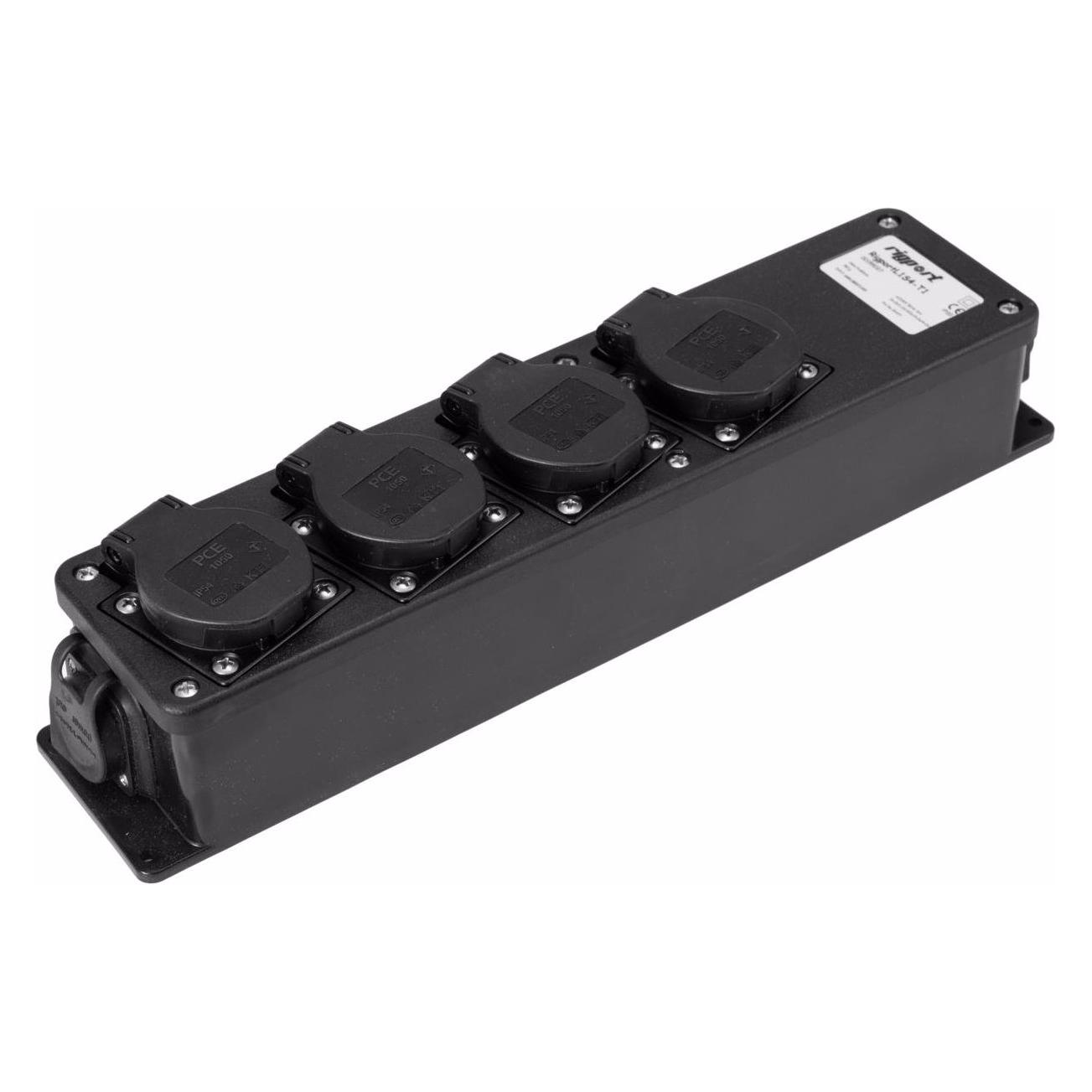 Rigport Nero Ciabatta Multipresa, L-1S4-T1 Distributore Di Energia (4X, Cee 7/3)