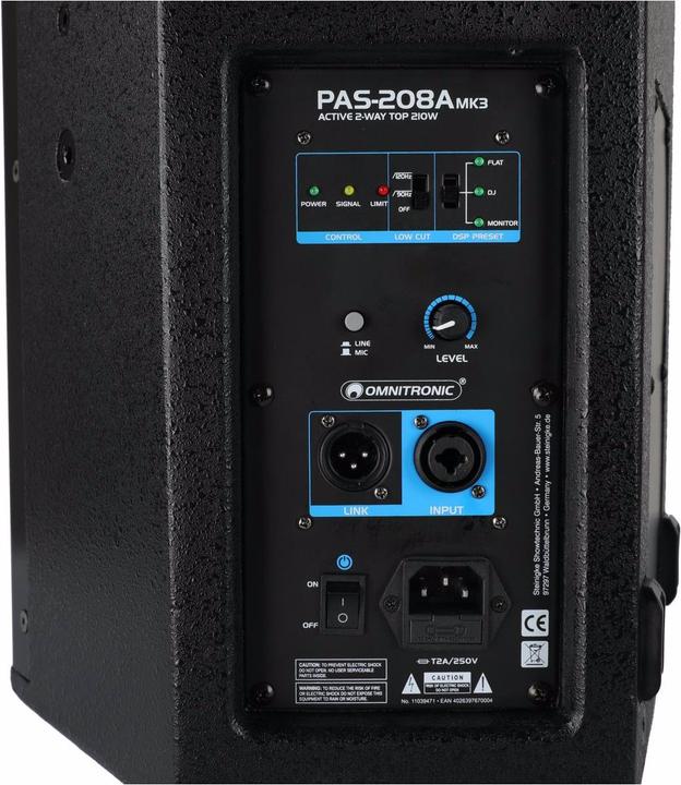 Immagine prodotto Omnitronic PAS-208A MK3 2 vie superiore, attivo, DSP (Attivo)