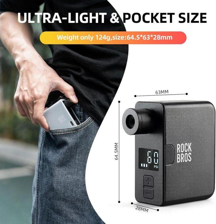 Produktbild Rockbros mini electric pump AS1 PRO 120 PSI