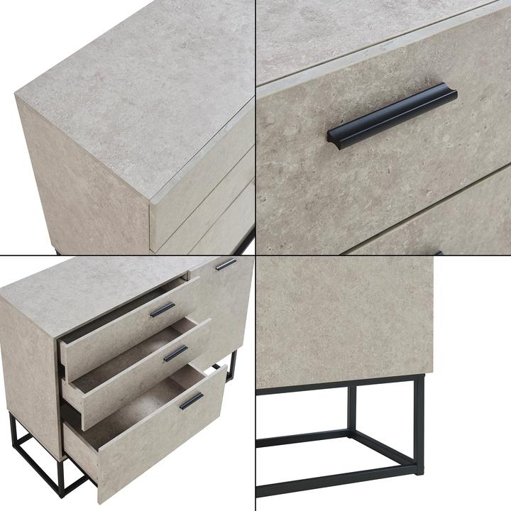 Produktbild En.Casa Sideboard Lavangen 75x100x35 cm Betonoptik, hell