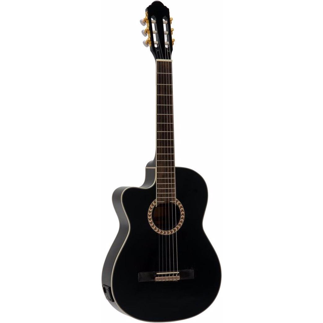 Dimavery CN-600L Klassikgitarre, schwarz (Halbakustik Gitarre), Gitarre, Schwarz