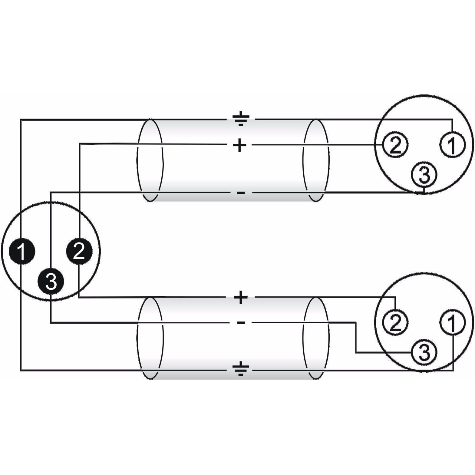 Thumbnail - Omnitronic Adapterkabel XLR(M)/2xXLR(F) 1,5m sw (1.50 m, XLR), Audio Kabel