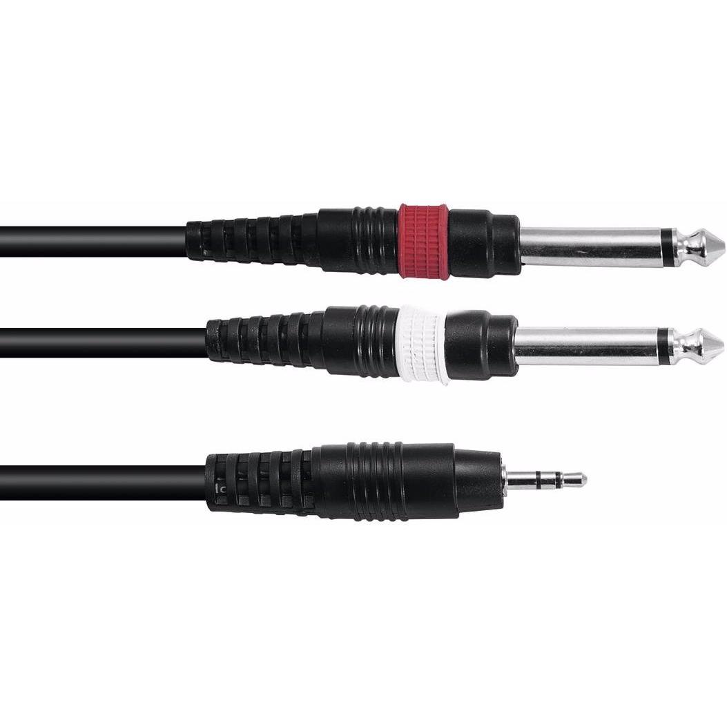 Omnitronic Adapterkabel 3,5 Klinke/2xKlinke 3m sw (3 m, 2.5mm), Audio Kabel