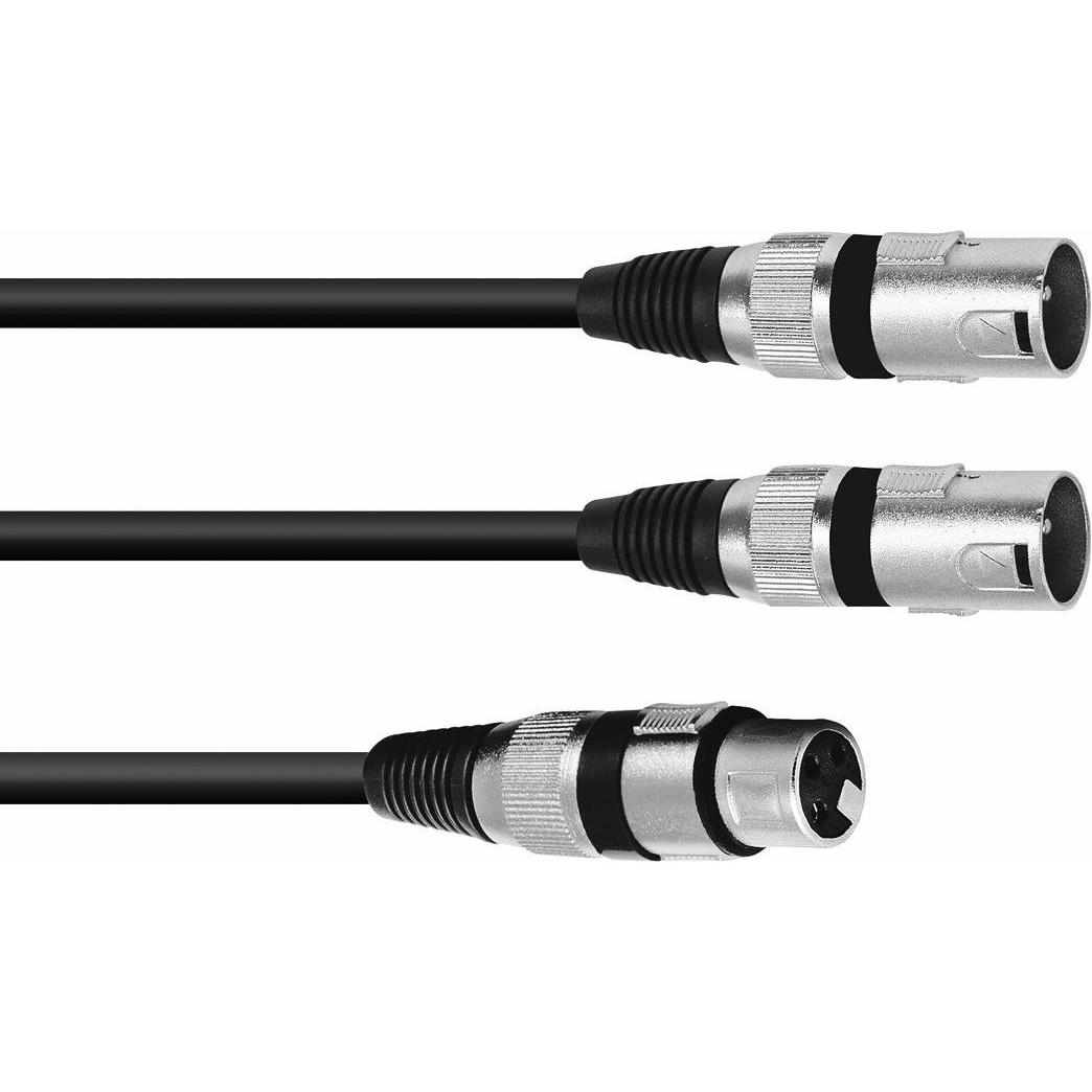 Omnitronic Adapterkabel XLR(F)/2xXLR(M) 3m sw (3 m, XLR), Audio Kabel