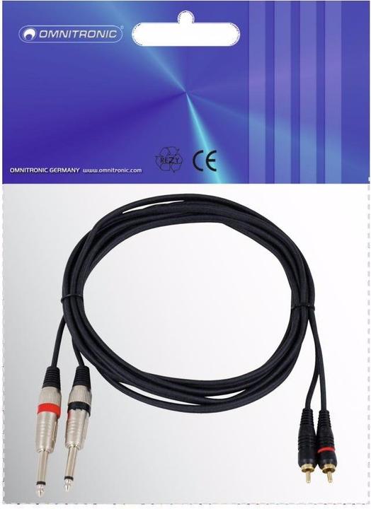 Actual product image Omnitronic Adapter cable 2xjack/2xRCA 3m sw (3 m)