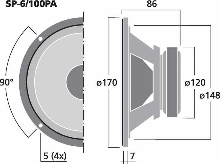 Image du produit Monacor PA-Mton-LS,6.5Z,100/200W,ID144,AD170,ET80 (1 pièce)