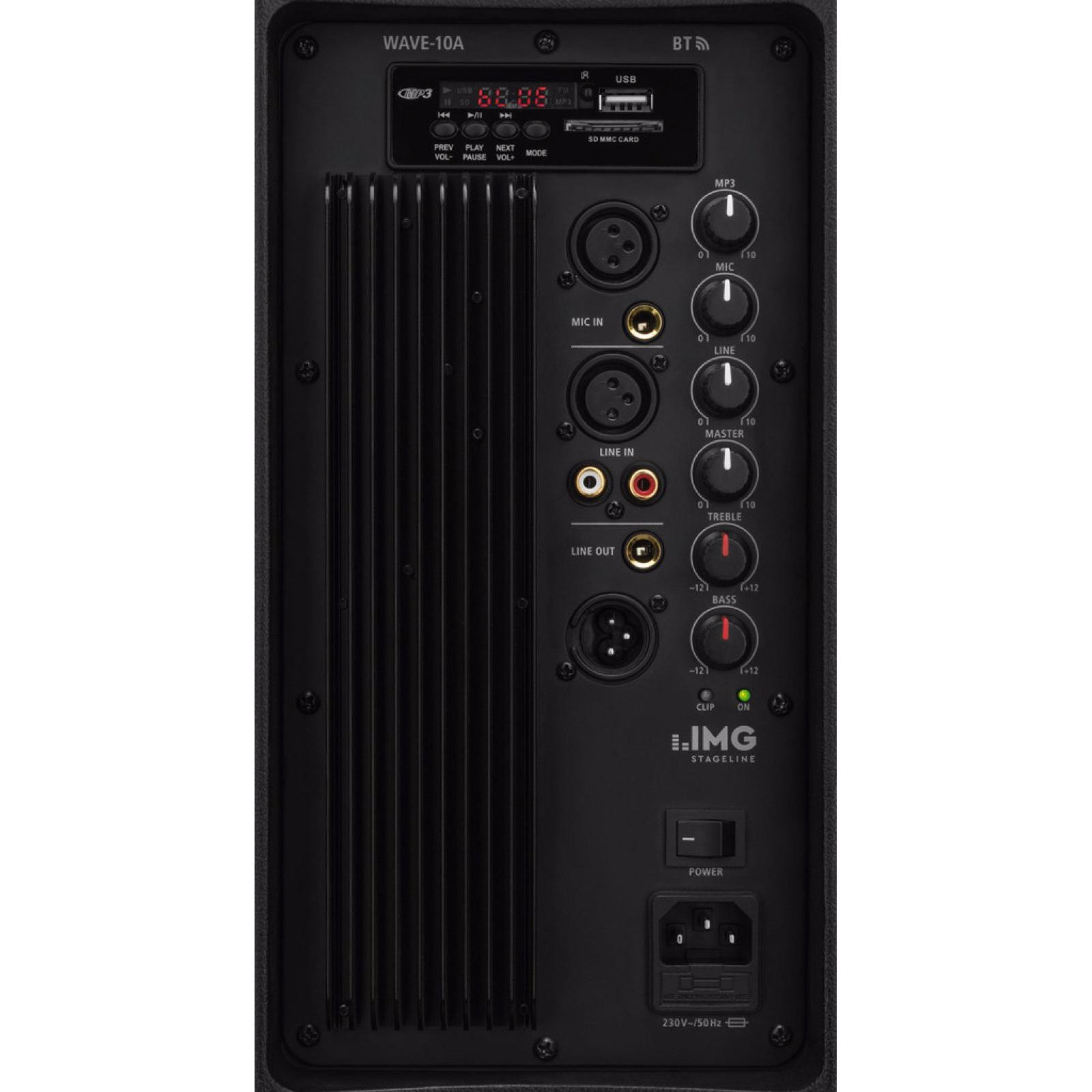 Thumbnail - Img Stage Line Aktive PA-Box 10Z, 300 W, BT, MP3, USB + SD (Aktiv, 1x 150 W), PA Lautsprecher, Schwarz