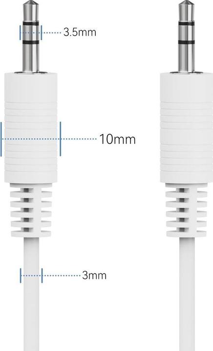 Image du produit HDgear Audio-Kabel 3.5 mm Klinke - 3.5 mm Klinke 0.25 m, Weiss (0.25 m, Câble AUX)