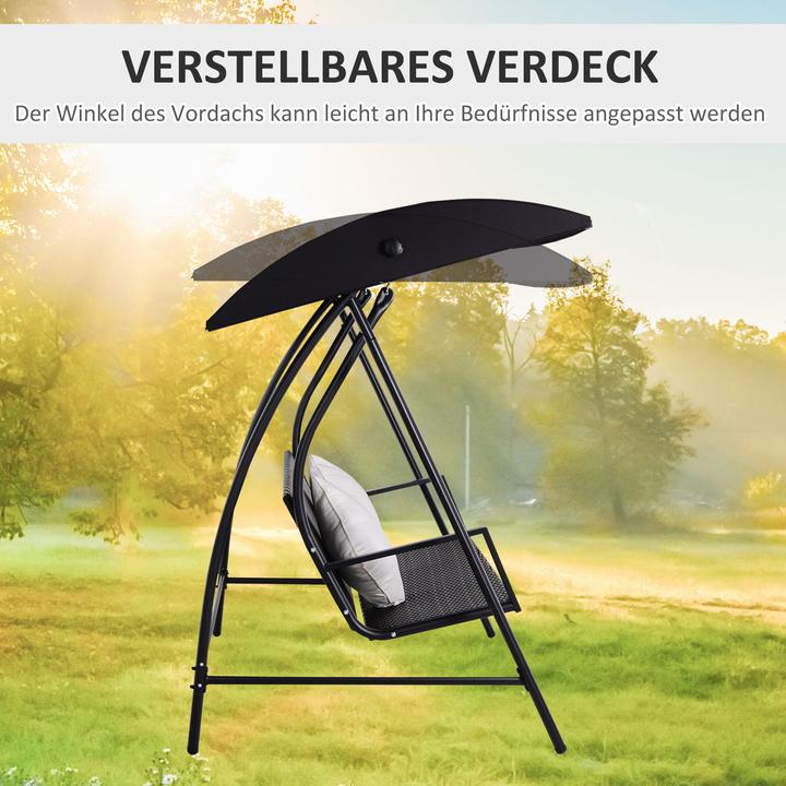 Image du produit Outsunny Gartenschaukel Metall, PE-Rattan, Polyester Schwarz