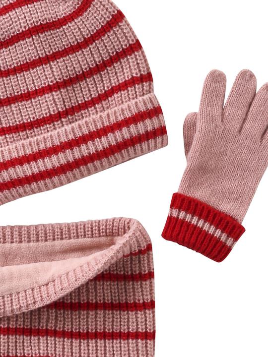 Actual product image Vertbaudet Set aus Mütze, Rundschal & Handschuhe gestreift, Mädchen (152, 158)