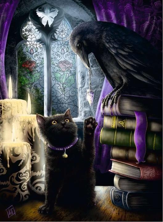 Actual product image Ravensburger Puzzle 12000314 Raven and cat in the tower room 500 piece puzzle (500 pieces)
