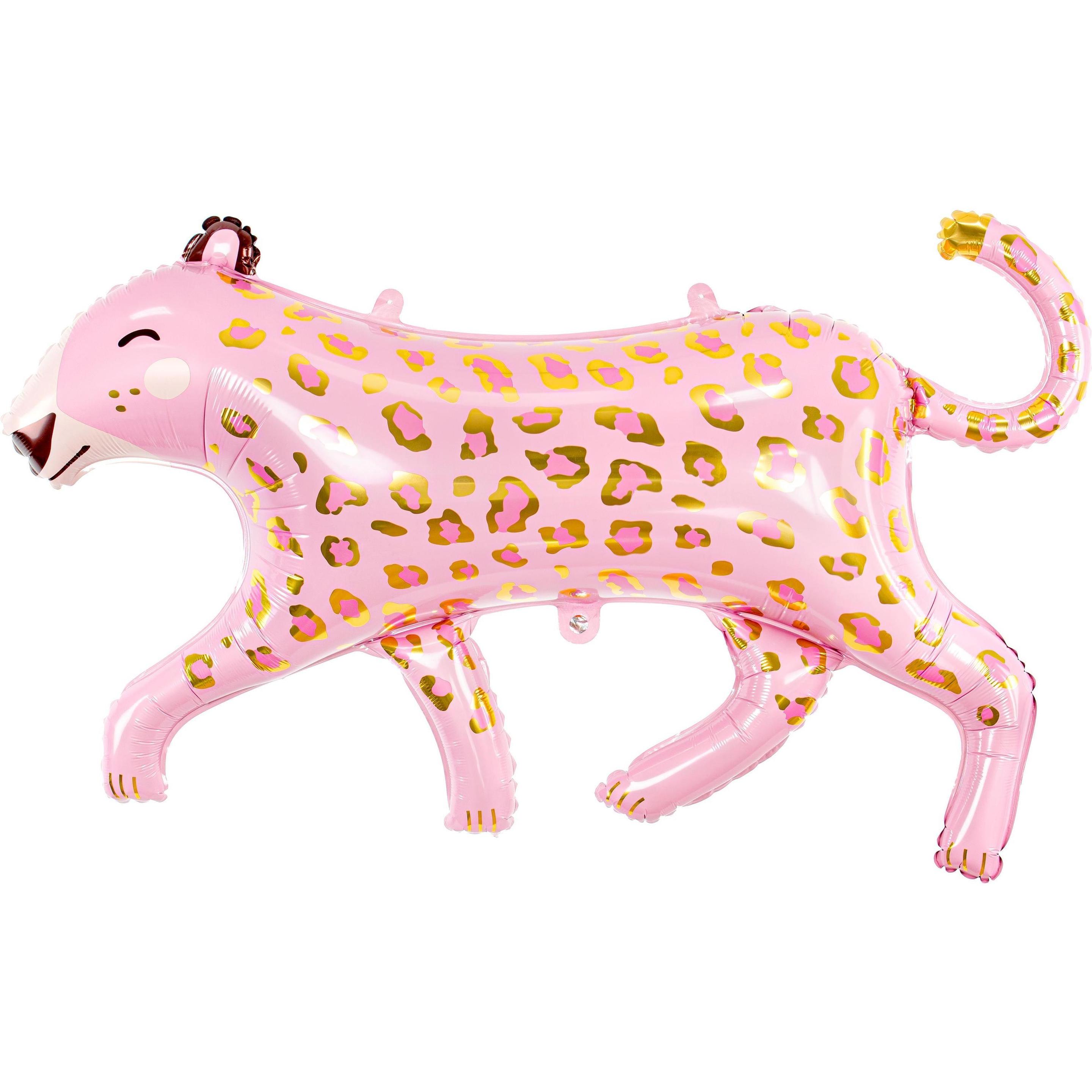 Partydeco Folienballon Leopard Gold/Rosa