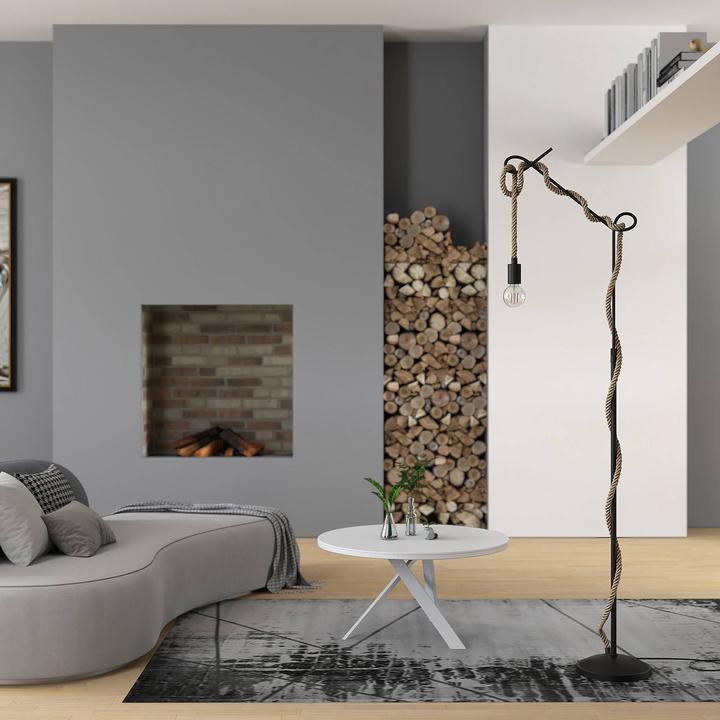 Actual product image Lucande Ropina floor lamp with hemp rope (E27)