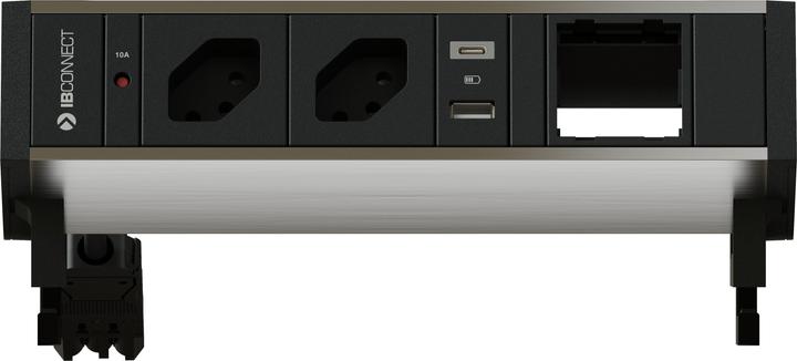 Actual product image IB Connect SUPRA socket outlet unit anodised 2x type 13 1x USB-A/C 1x empty (2x, Type 13)
