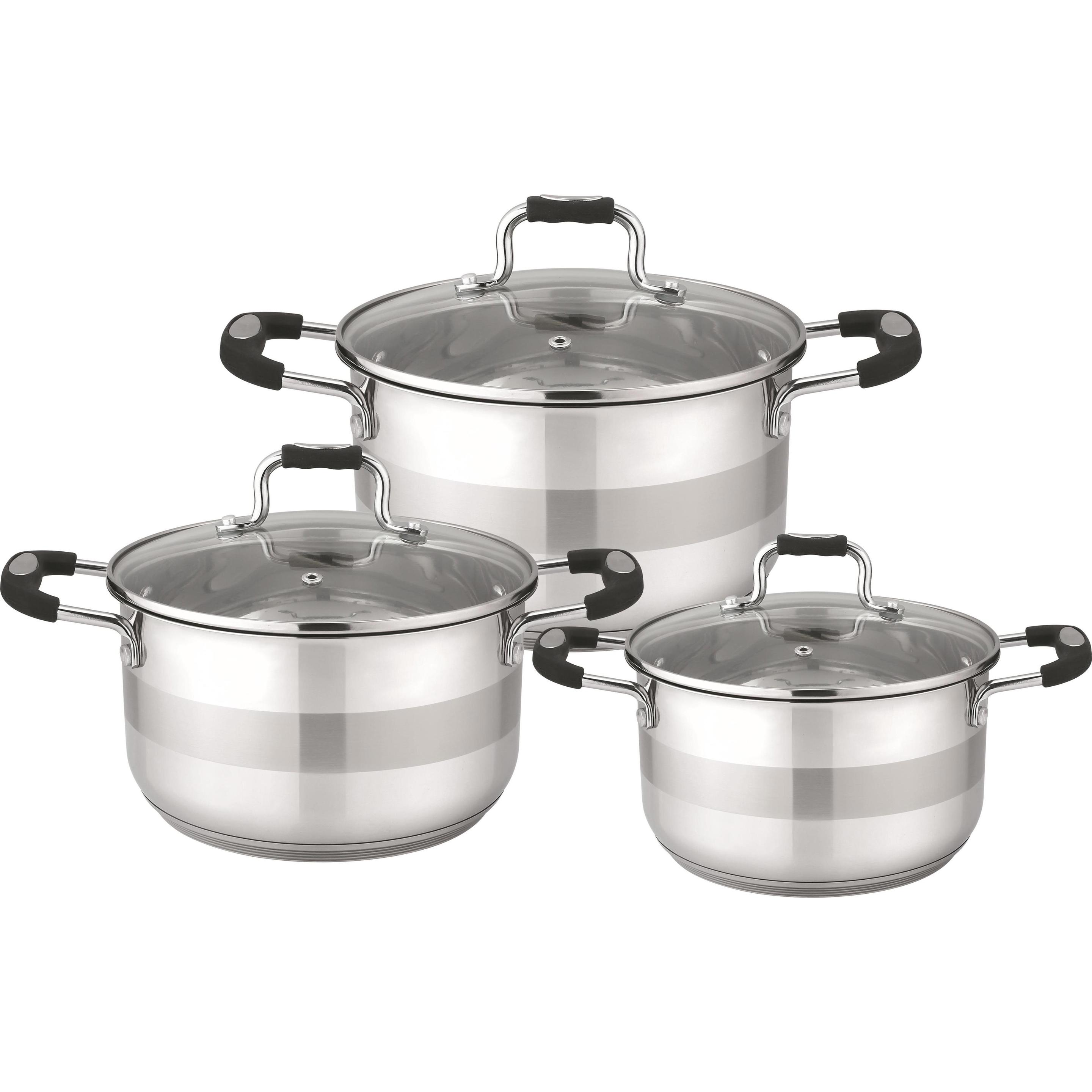 Domoletti 6pcs Stainless Steel Cookware Set, Pfanne + Kochtopf, Silber