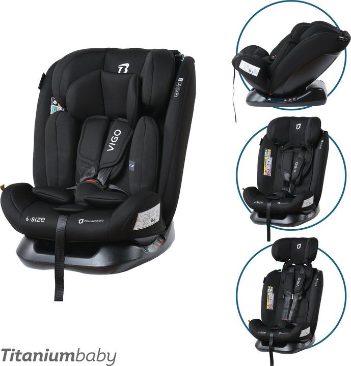 Actual product image Titaniumbaby Titanium baby car seat Vigo I-Size 40-150 cm-Black (Child seat)