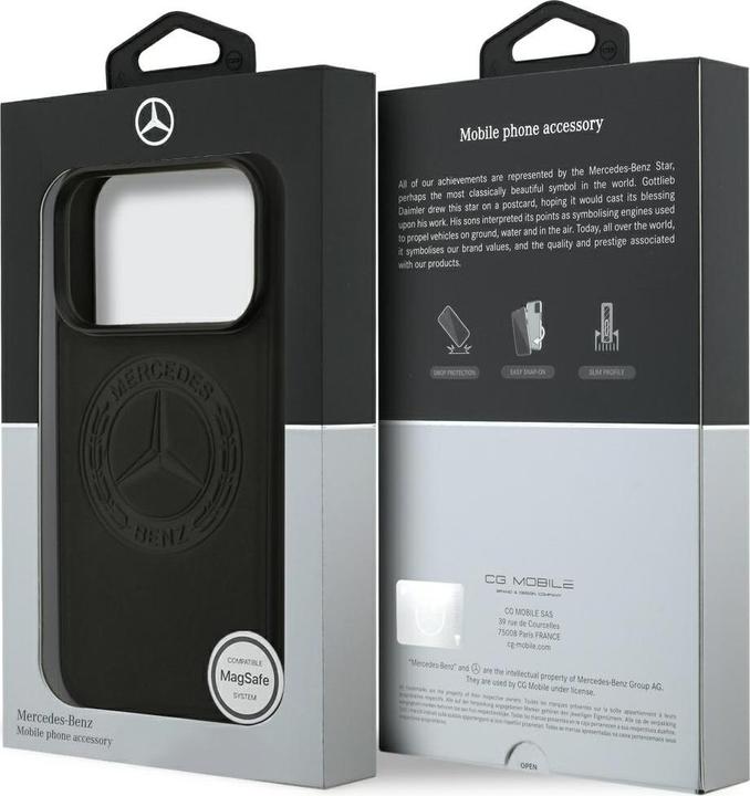 Produktbild Mercedes Leather Vintage Logo MagSafe Case for iPhone 17 Pro Black (Apple iPhone 17 Pro)