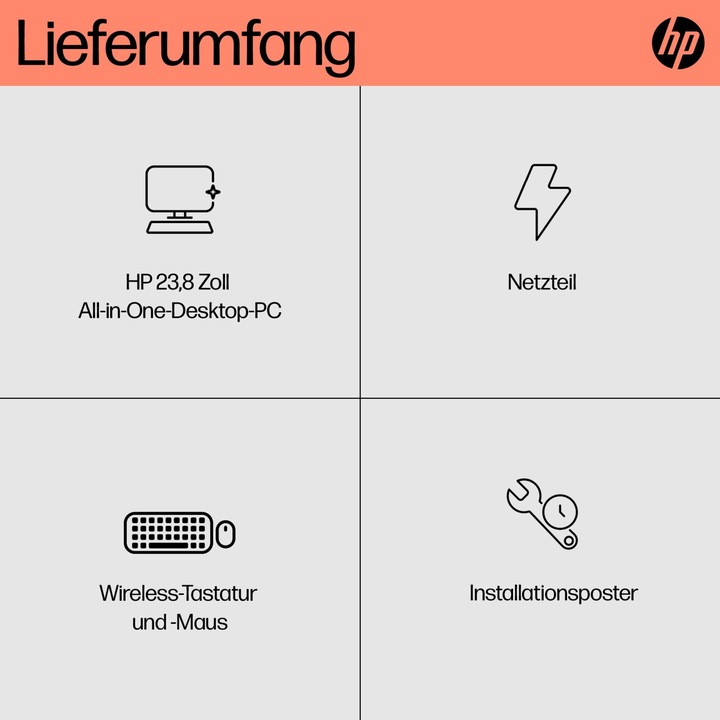 Actual product image HP 23,8" FHD IPS All-in-One R5-7520U 8GB/512GB SSD Win11 24-cr0400ng (AMD Ryzen 5 7520U, 8.19 GB, 512 GB)