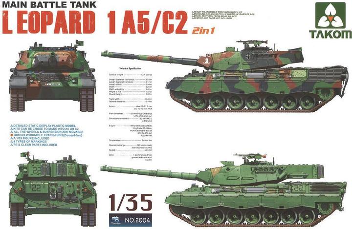 Actual product image Takom Main Battle Tank Leopartd 1 A5/C2 2 in 1