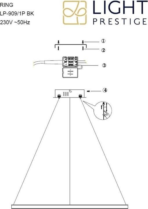 Immagine prodotto Light Prestige Apparecchio a soffitto Anello, 35 W, LED, 3 - 6K (2400 lm)