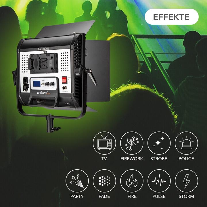 Immagine prodotto Walimex pro pro 23068 LED Rainbow 100W RGBW Set 3 (3x Rainbow 100W, 3x supporto lampada GN-806) (Apparecchio di illuminazione a superficie, Videocamera)