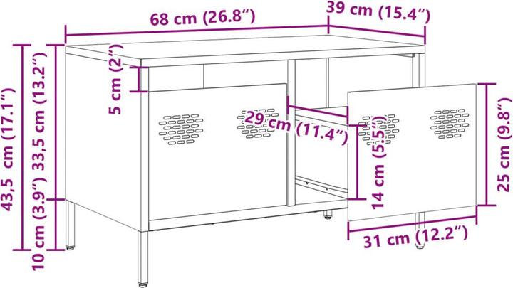Nährwerte und Zutaten vidaXL TV Schrank Fernsehtisch Fernsehschrank Lowboard TV Möbel Anthrazit Stahl