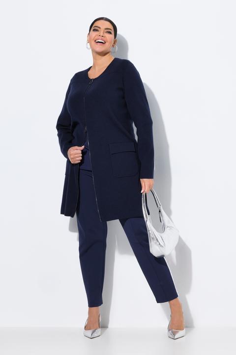 Produktbild Ulla Popken Strickjacke, Feinripp, Rundhals, 2-Wege-Zipper (56)