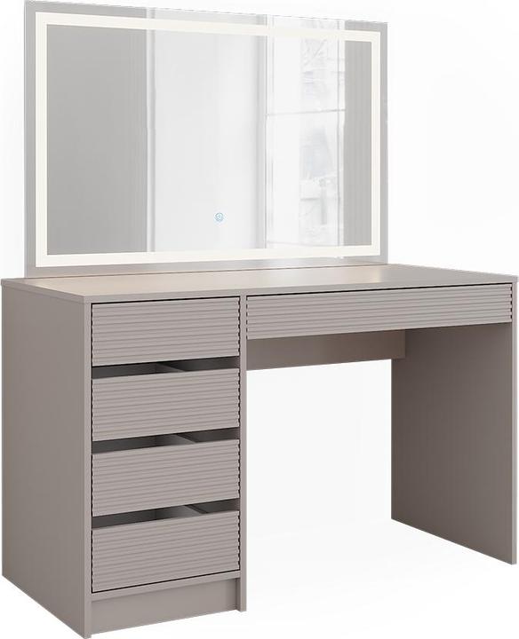 Cashmere, LED mirror: White, Dressing table: Cashmere