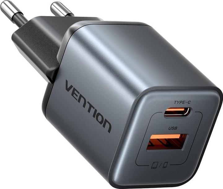 Vention GaN USB-C + USB-A 30W Charger (Gray) (30 W)