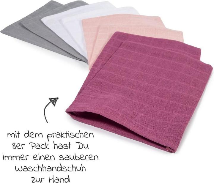 Image du produit Makian Gant de toilette & Gant de toilette bébé Gant de toilette en gaze, paquet de 8 15 x 20 cm - Orchidée