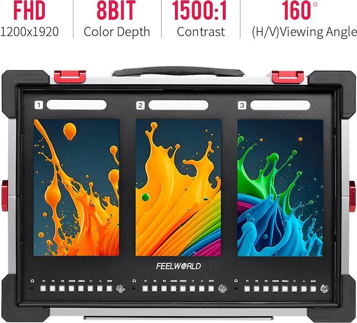 Feelworld PS101 Triple 10.1 inch Vertical Display Monitor (10.10")