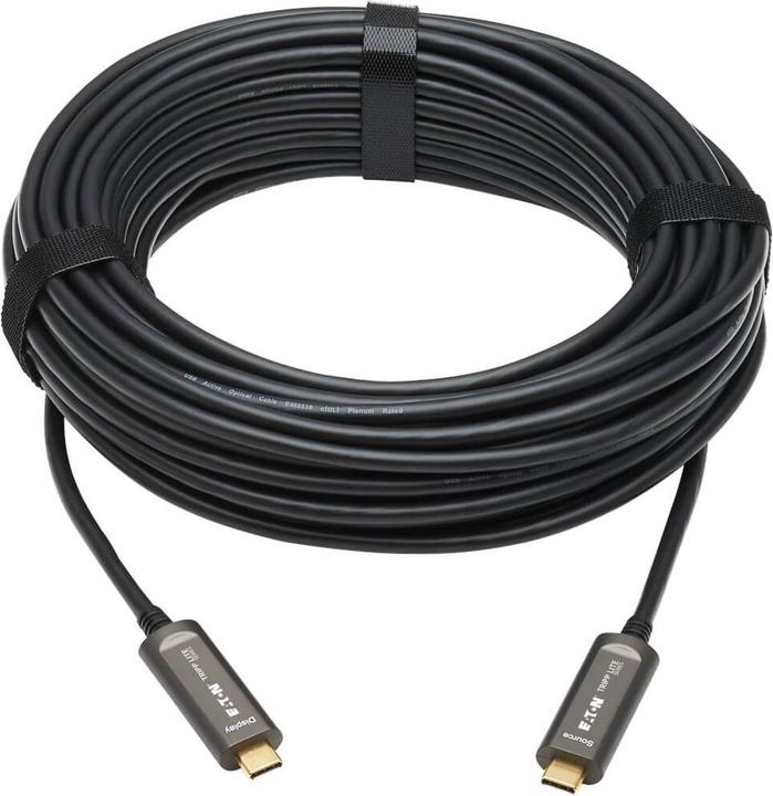 Actual product image Eaton TRIPPLITE USB-C to USB-C Plenum-Rated Fiber Active Optical Cable AOC - 4K 60 Hz HDR 4:4:4 M/M (15 m)