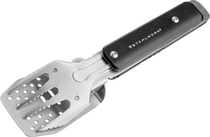 Immagine prodotto Stahlwerk Set di strumenti per grigliate BBQ con pinze per grigliate Forchetta per grigliate Giratore per
