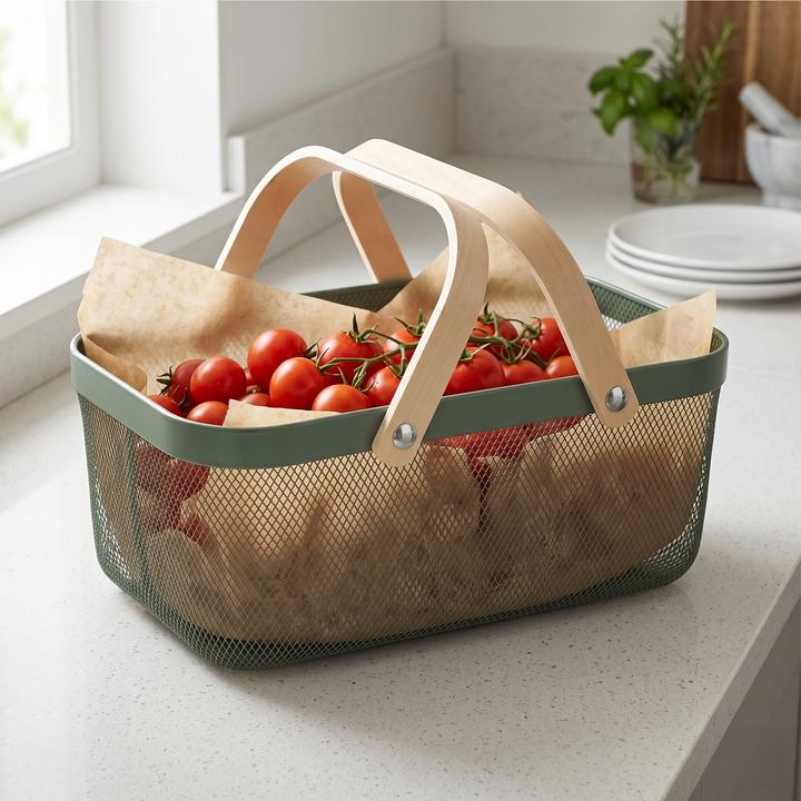 Actual product image Relaxdays Eckiger Drahtkorb mit Henkeln (43 cm, 1x)