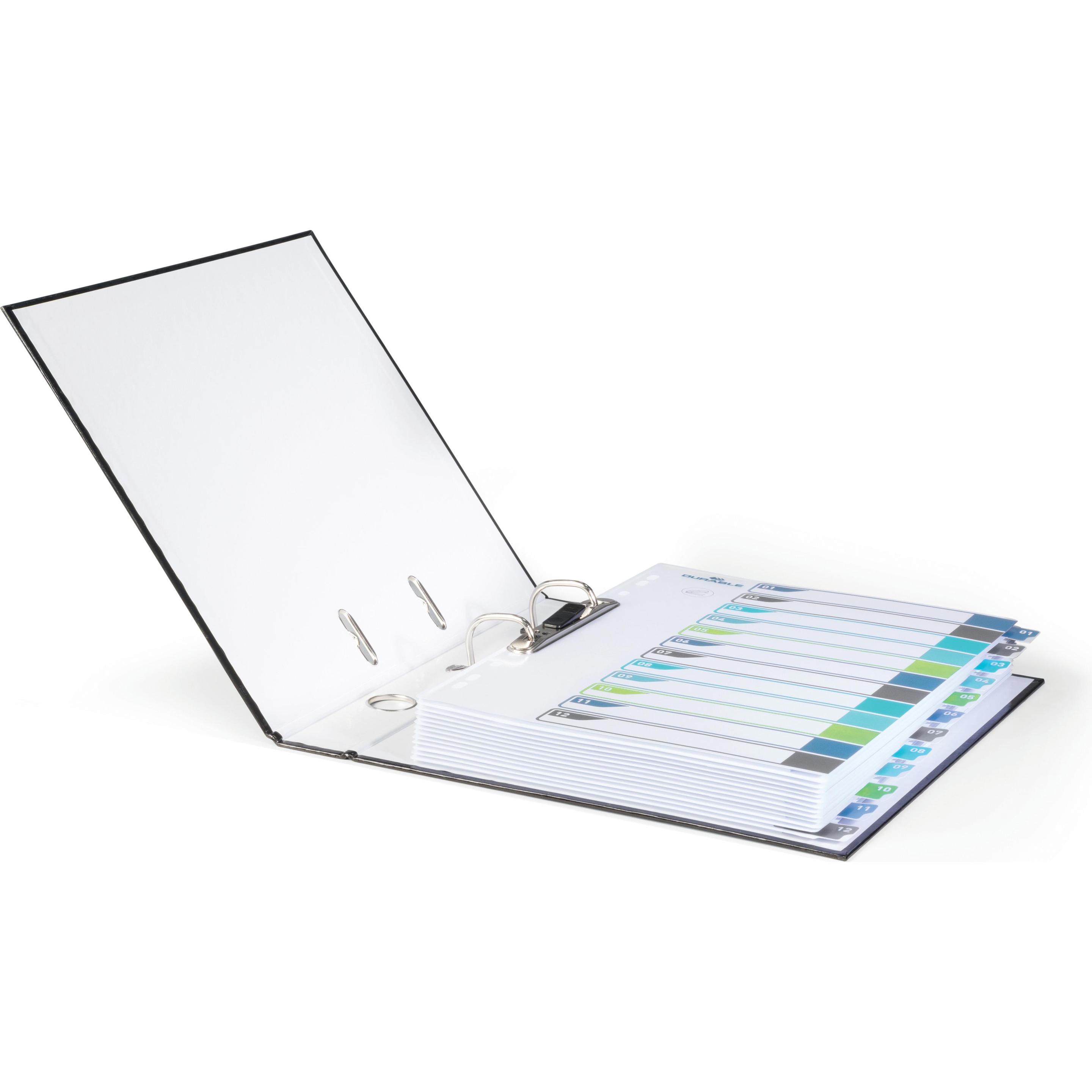 Thumbnail - Durable, Ordner Zubehör, Register A4 + 12tlg. 1-12 farbige Taben+trans. Form.