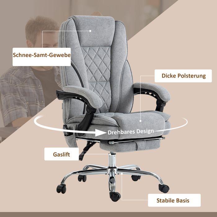 Produktbild Swisshandel24 Ergonomischer Bürostuhl mit Massagefunktion, Fussstütze, drehbar, rollbar, Grau