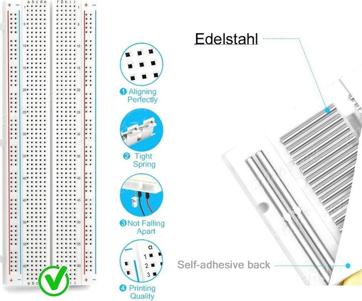 Actual product image Play-Zone Hole grid plug-in board breadboard with 26 pcs. jumper cables (Breadboard)