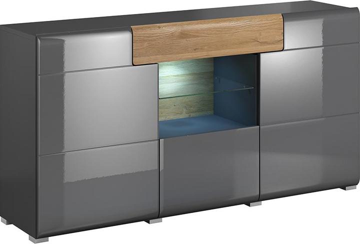 Laqué gris anthracite et bois imitation chêne