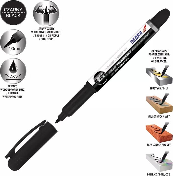Produktbild Dedra Industrieller permanenter schwarzer Marker 1mm (1x)