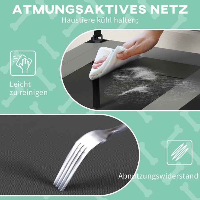 Produktbild Swisshandel24 Erhöhtes Hundebett mit Baldachin, Outdoor Hundeliege mit Dach, 91x76x89cm, hellgrau (Hund)
