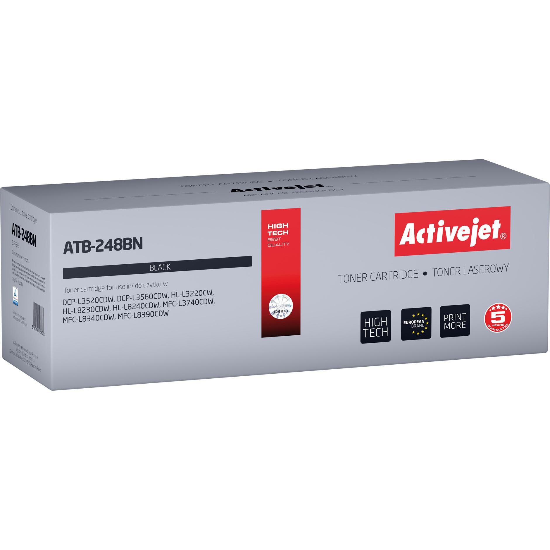 Activejet, Toner, ATB-248BN Toner für Brother Drucker (Ersatz Brother TN248BK Supreme 1000 Seiten schwarz