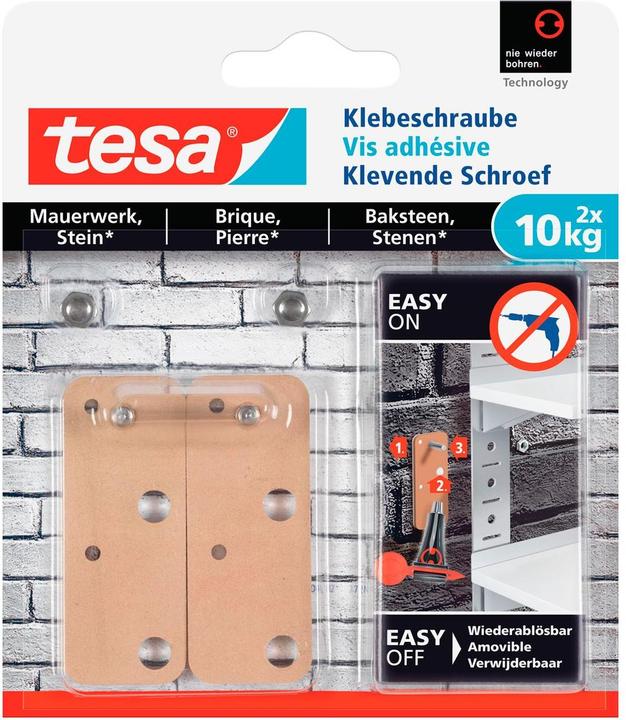 Produktbild tesa Klebeschraube für Mauerwerk & Stein, viereckig