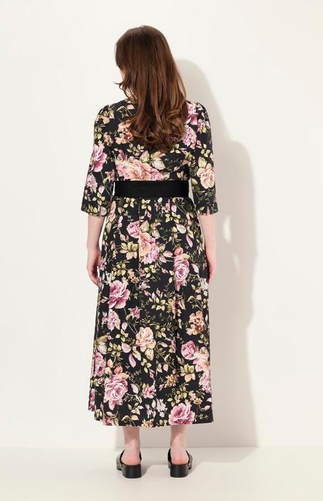 Produktbild Ulla Popken Maxikleid, Leinenmix, A-Linie, Rundhals, 3/4-Arm (50, 52)