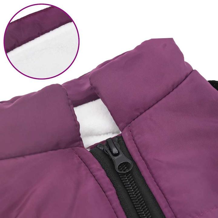 Actual product image vidaXL Dog coat with harness Waterproof Reflective Purple (24, Dog coat)