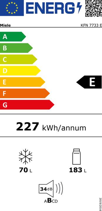 Etichetta energetica Miele Combinazione frigorifero-congelatore KFN 7733 E (253 l)
