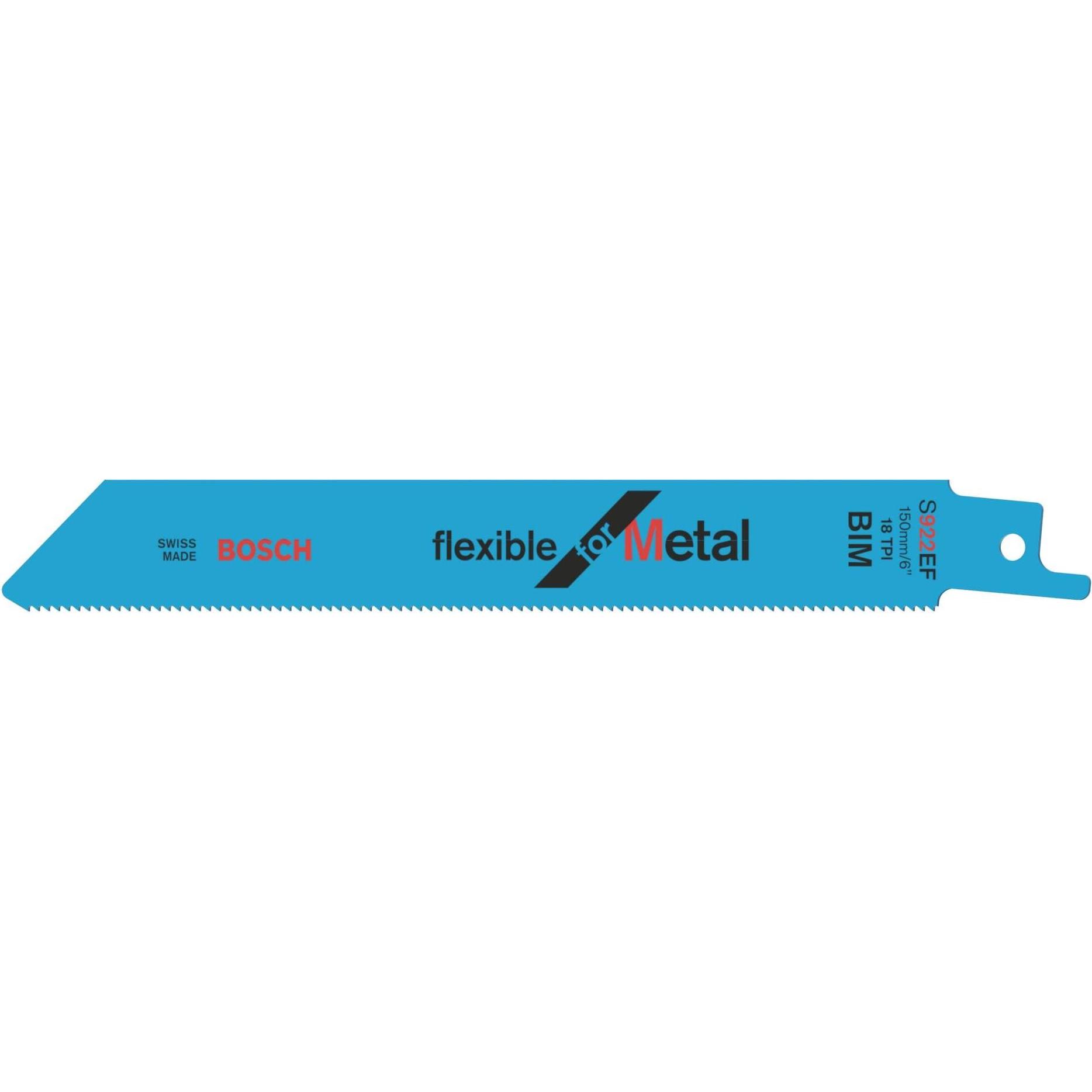 Bosch Professional Zubehör, Sägeblatt, Säbelsägeblatt S 922 EF, Flexible for Metal, 5er-Pack